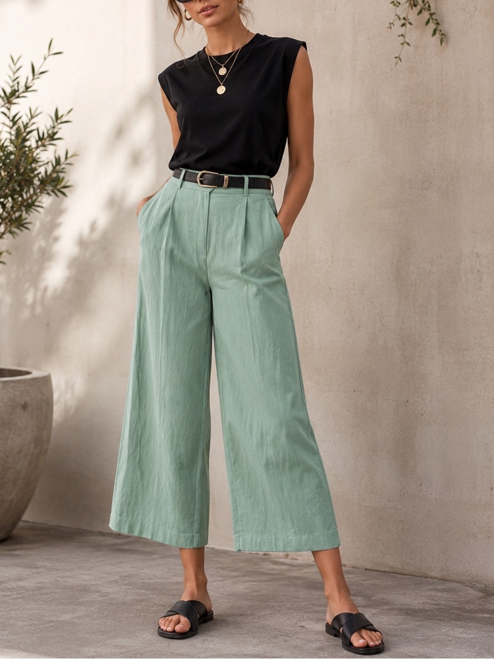 NWT Rag & Bone Ivy Culotte Pants Leaf Green Wide Leg Tencel Blend $350